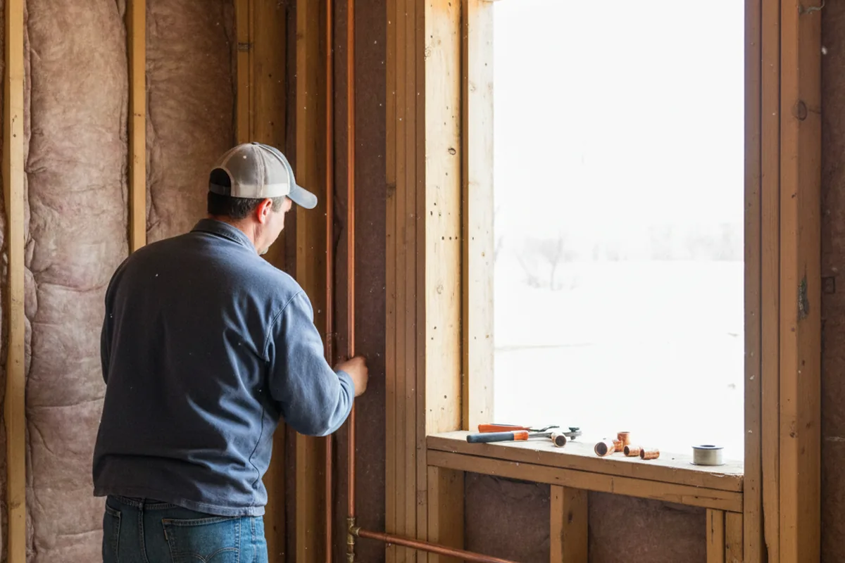 Licensed plumber running new copper supply lines in a Karnak home